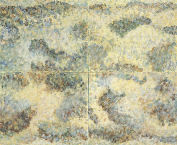 Fließendes Landschafts-Mandala, Acryl auf Leinwand, 4x100x80cm, 1994
